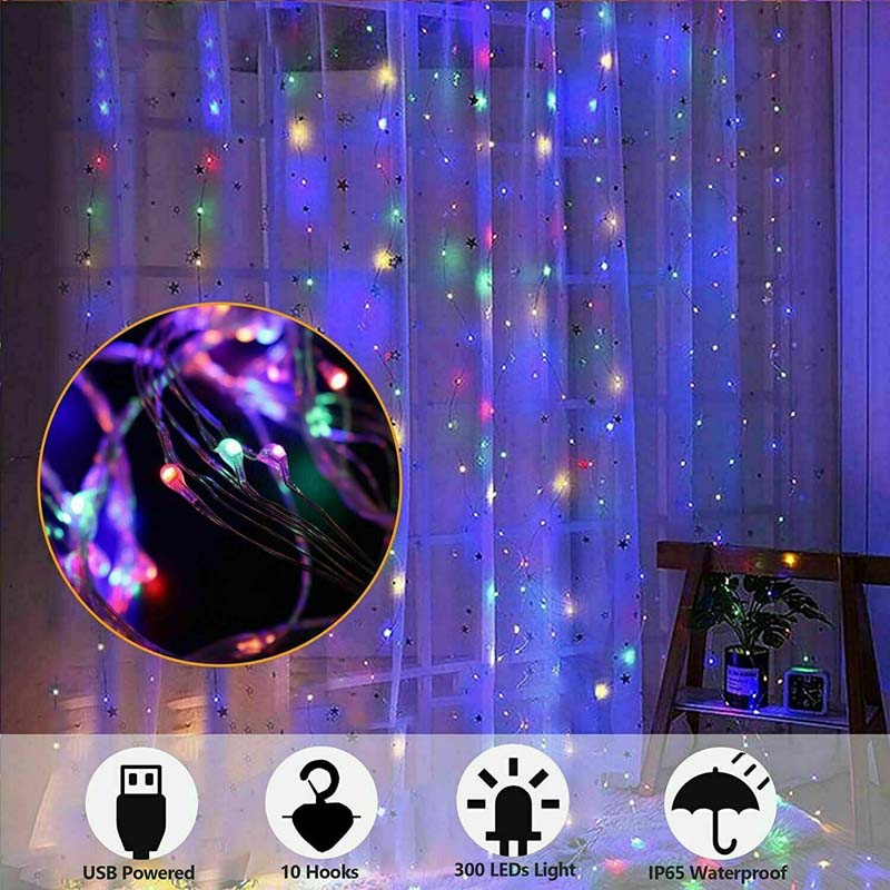LED Curtain Fairy Lights String Indoor/Outdoor Backdrop Wedding Xmas Party USB LED Curtain Fairy Lights String Indoor/Outdoor Backdrop Wedding Xmas Party USB