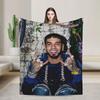 Anuel AA Rapper Blanket  Super Warm Graphic Plush Throw Blanket For Couch Bed Airplane Travel Flannel Bedspread Bed Cover