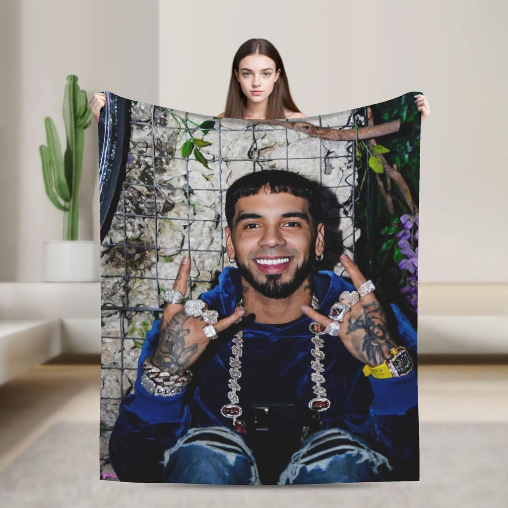 Anuel AA Rapper Blanket Super Warm Graphic Plush Throw Blanket For Couch Bed Airplane Travel Flannel Bedspread Bed Cover