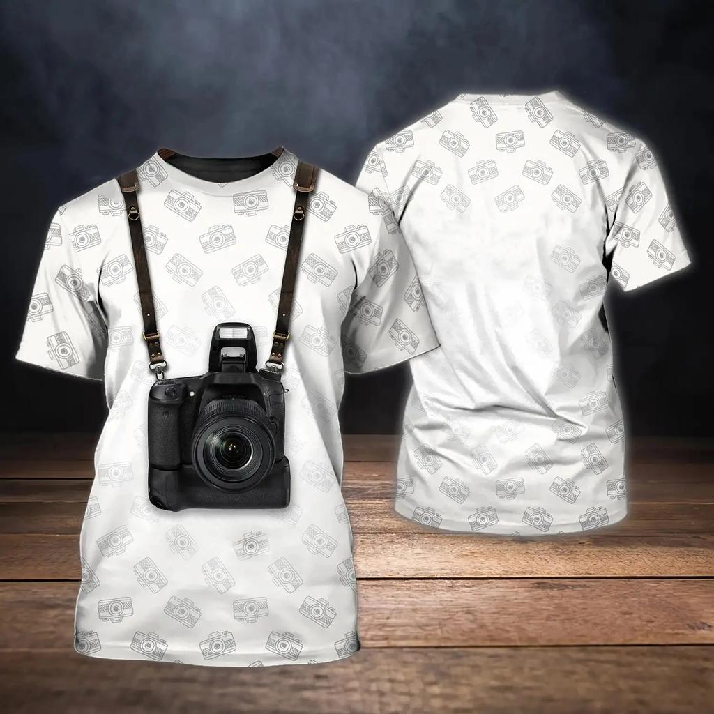 Fashion Camera Photography T-Shirts 3D Print Men's Short Sleeve T Shirt Streetwear Oversized Harajuku Y2k Tops Tees Men Clothing