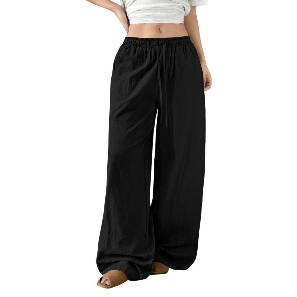 Women's High-Waist Loose Wide-Leg Drawstring Pants - Spring & Autumn