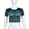 Spring and summer new women's clothing fashion casual round neck long sleeve sexy off-the-button printed slim top women