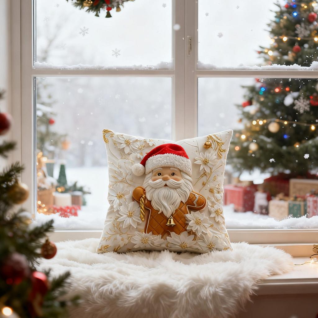 Świąteczna poszewka na poduszkę, Świąteczna dekoracja domu, Pokrowiec na poduszkę, Zestaw 4 sztuk