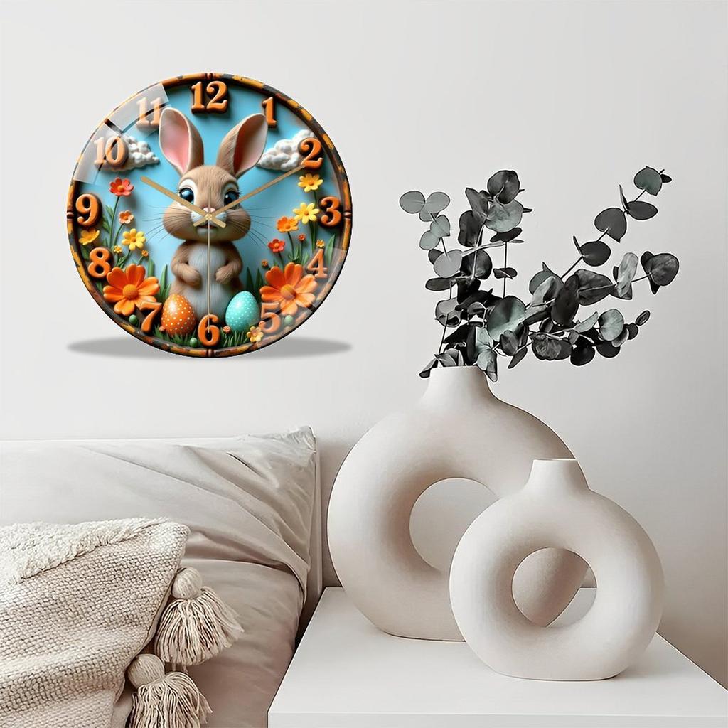 Large 12 Inch Glass Wall Clock Requiring No Complicated Setup or Instructions