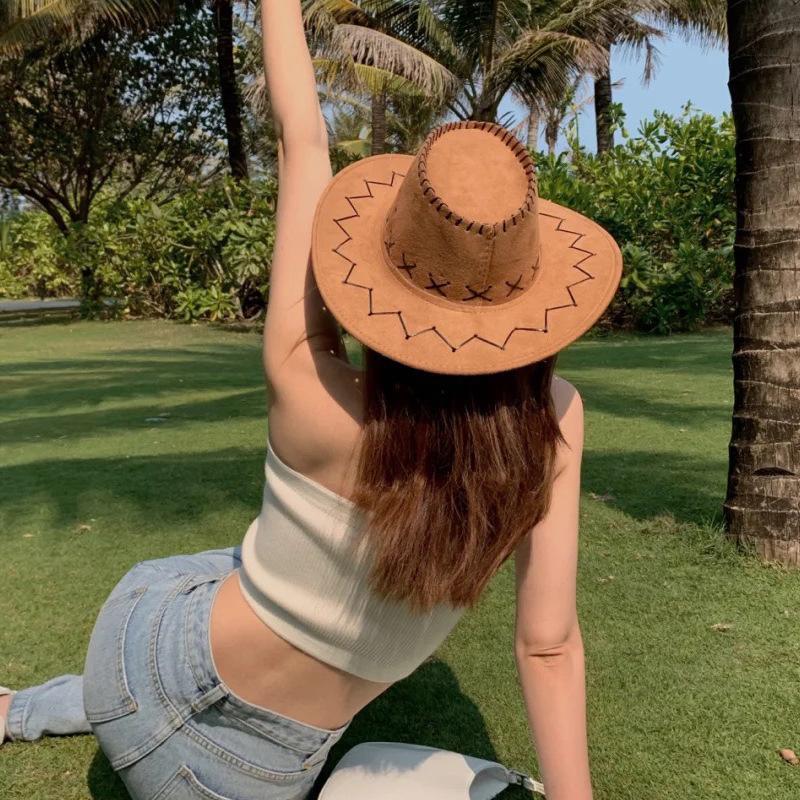 Western Cowboy Hat Women Summer Sun Hat Dressing Photography Hat Knight Hat Versatile Hot Girl Sun Protection Hat