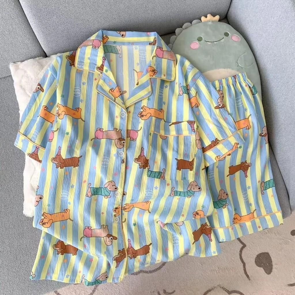 Cloud Cotton Short Pajamas Set With Breathable Fabric For Youth Women Summer Sleepwear