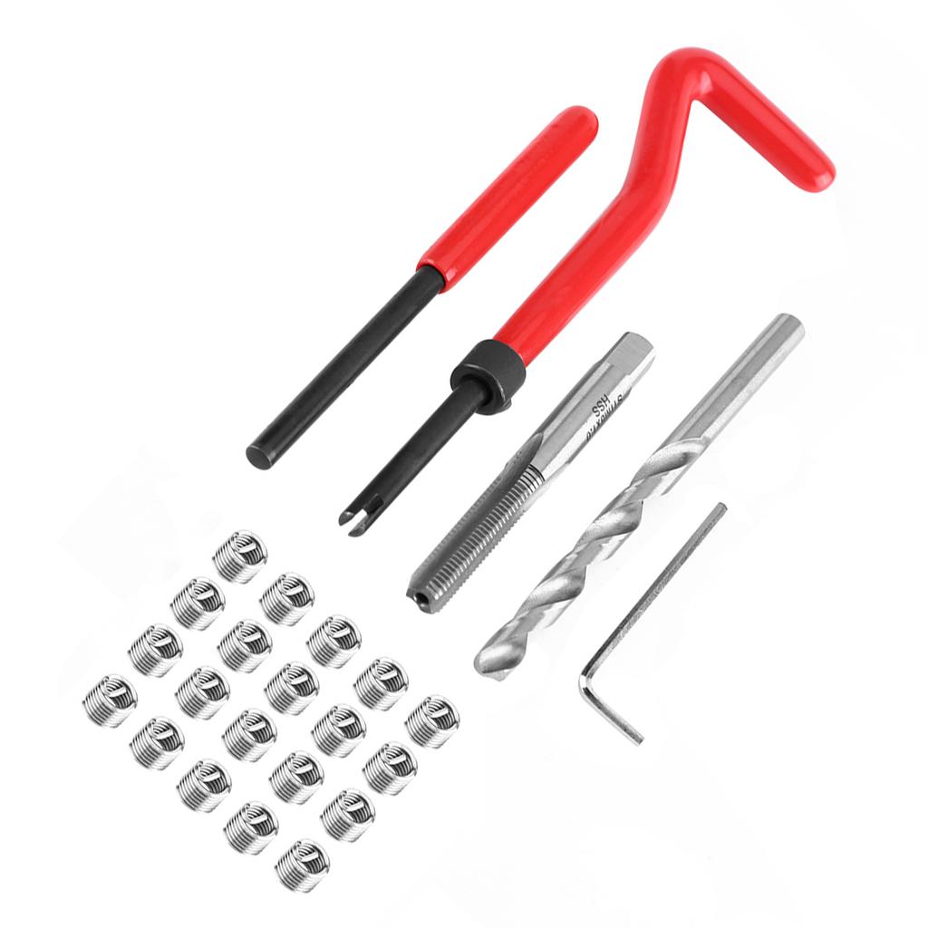 25pcs Thread Repair Insert Kit Compatible Hand Tool Set for Auto Repairing M6 X 1.0 X 8.0mm
