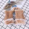 Thicken Warm Fingerless Mittens Suede Wrist Warmers Y2K Leopard Print Gloves  Women