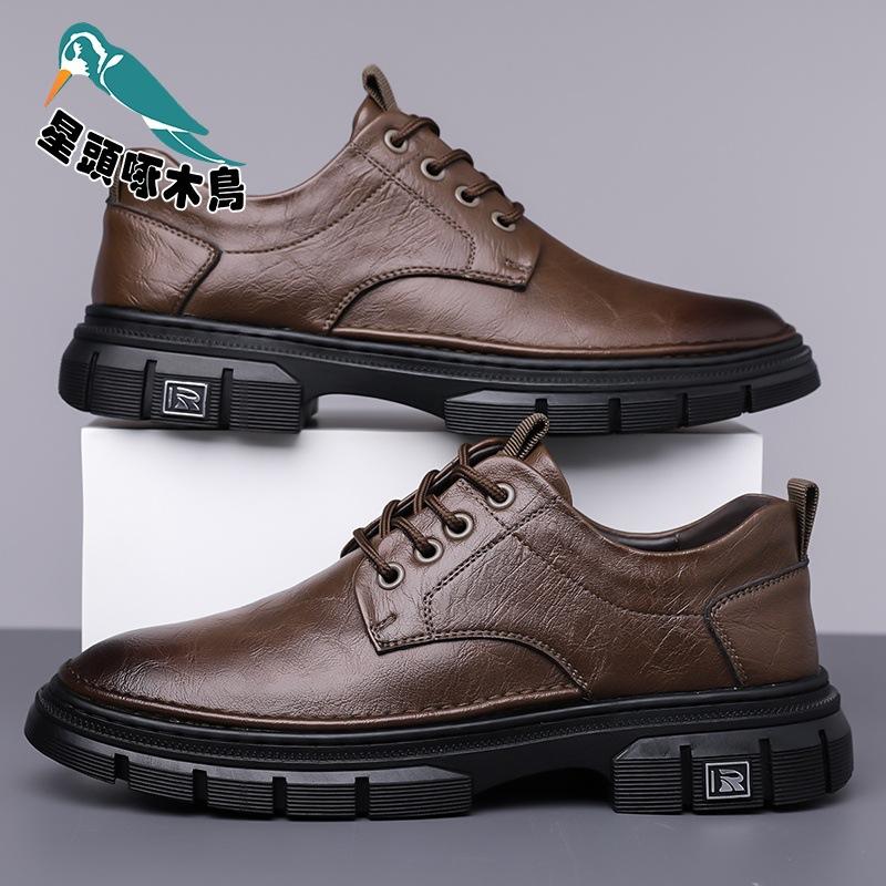 

Осень и зима 2025 новая мужская обувь натуральная кожа повседневная кожаная обувь на высокой подошве трендовая универсальная обувь в стиле милитари из кожи 44