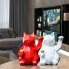 Lucky Cat Resin Sculpture - Modern Home Decor Statue, Stylish Desktop Furnishing, Creative Gift for Interior Ornament Lovers