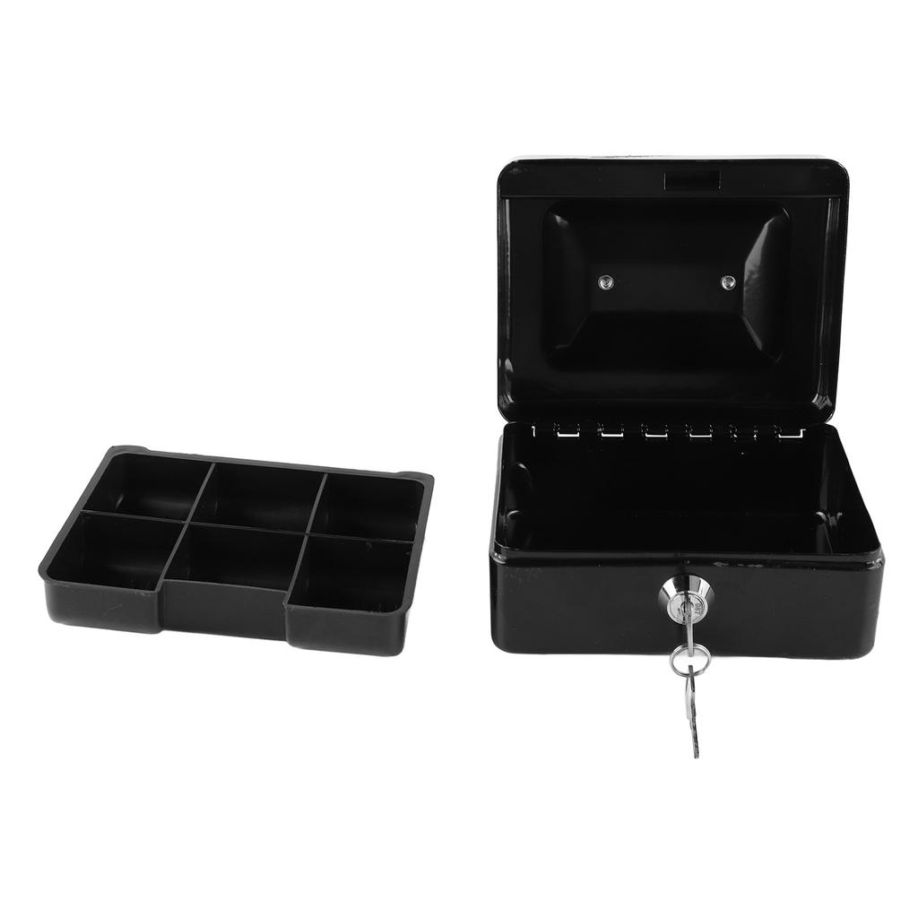 Metal Cash Box with Lock Safety Portable Small Metal Storage Box with 2 Keys for Money Document Home Car