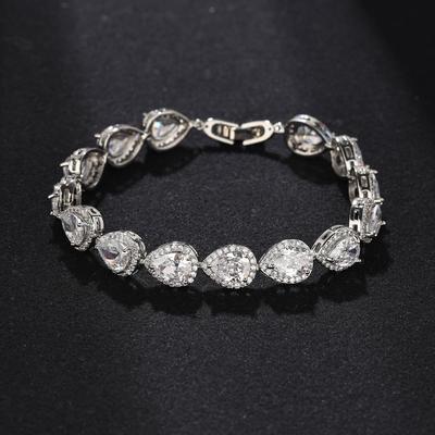 Mikro-intarsiertes exquisites AAA-Tropfen-Zirkon-Armband feminines Braut-Hochzeitskleid Handornament