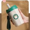 520ML/620ML Cartoon Cat Pattern 304 Stainless Steel Thermal Cup For Coffee Direct Drink/Straw Drinking 2in1 Travel Mug Leakproof
