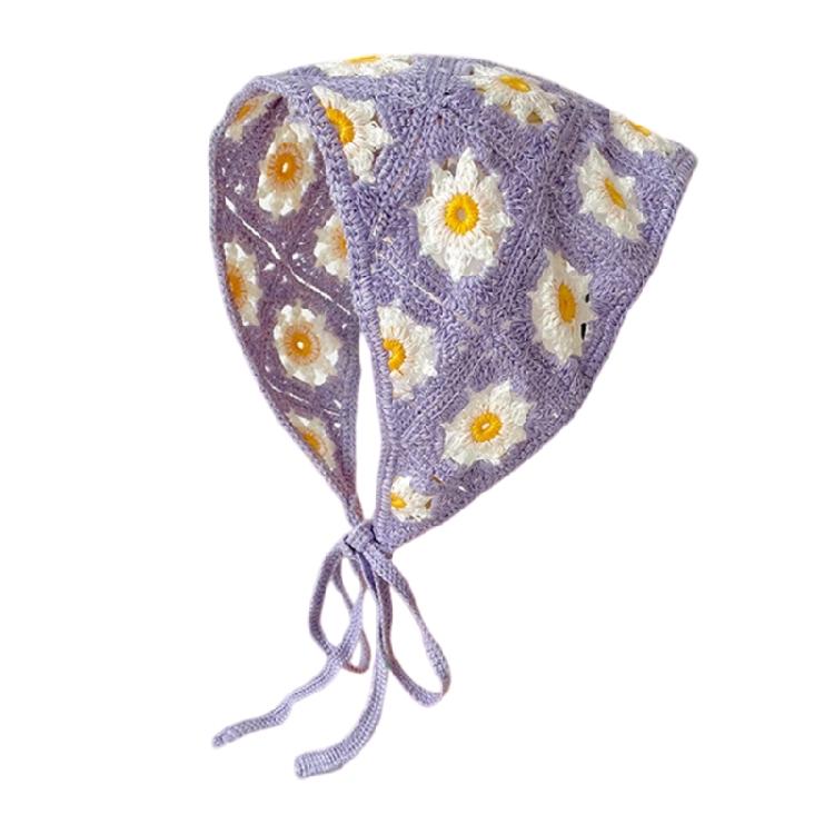 Gehäkelte Bandanas mit hohlem Blumenmuster für Damen und Mädchen, dekoratives ethnisches Kopftuch für Musikfestival