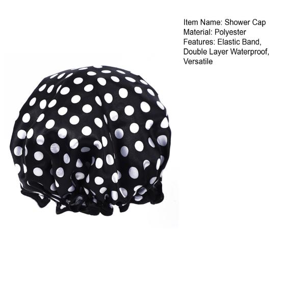 Shower Cap Leopard Zebra Dot Printing Double Layer Protection Waterproof Hair Hat with Elastic Band Makeup Shower Hat