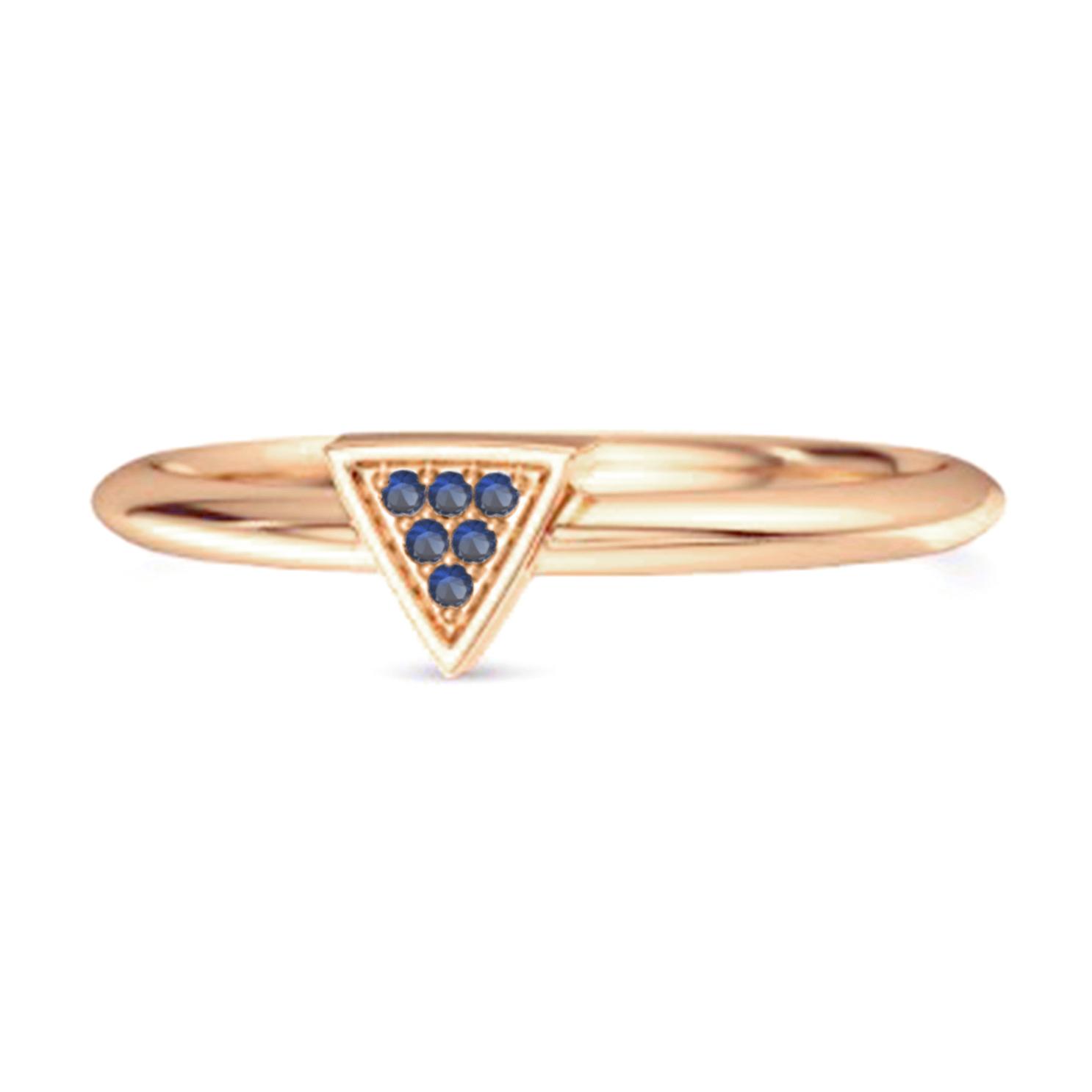 Blue Sapphire Minimalist Geometric Ring - 925  Sterling Silver Rose Gold Vermeil 10