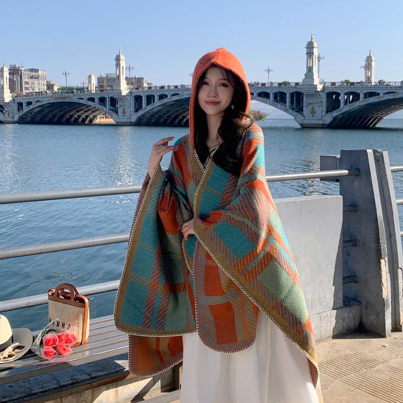 Pele amigável e respirável quente e versátil casa, outono e inverno xale de viagem feminino, capa grossa, cobertor de ar condicionado