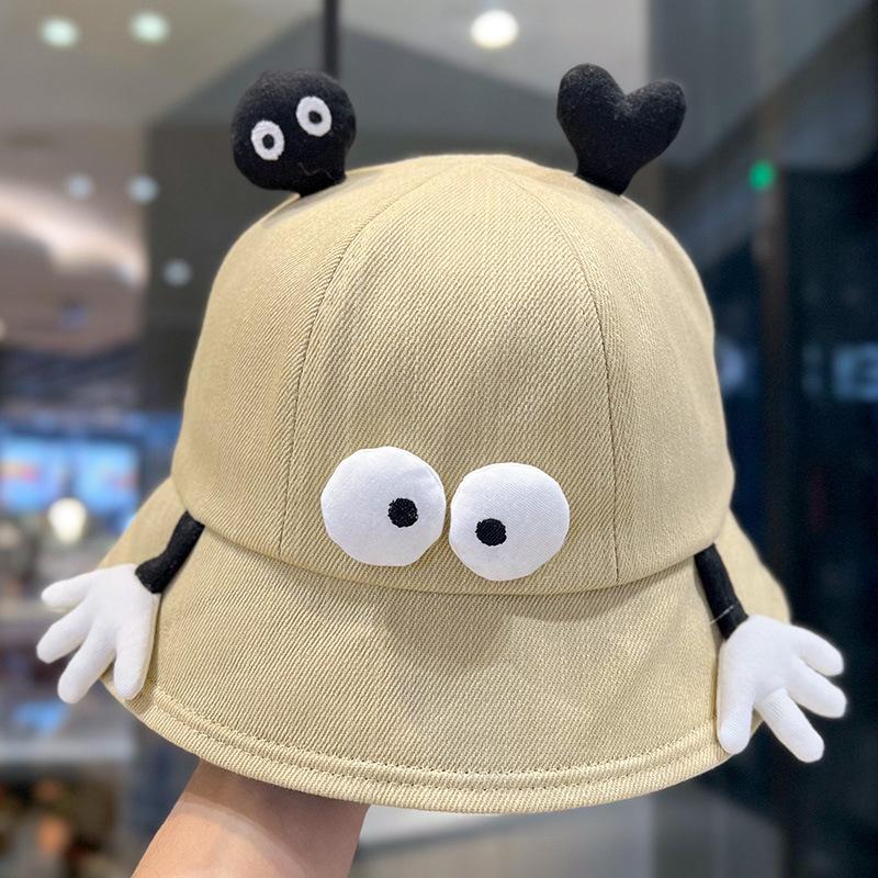 New cute cartoon fisherman hat children spring and summer little monster sunshade sunscreen basin hat shows small face