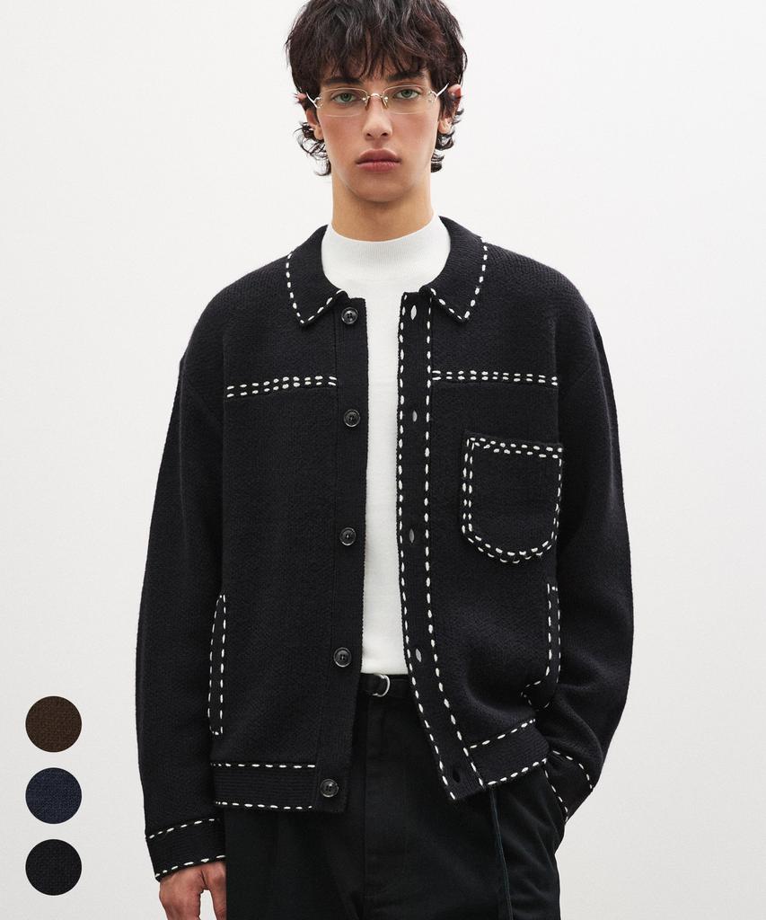 SUARE Wool Hand-Stitch Trucker Knit Jacket - 3 Colors