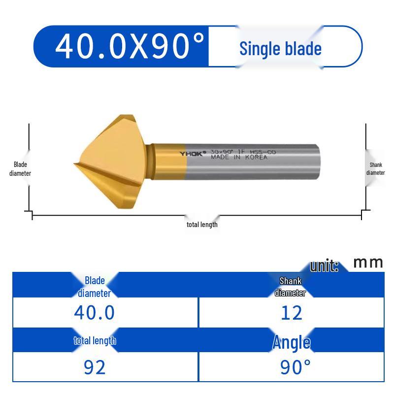 YHOK Coated Cobalt Straight Shank 90° Countersink Drill Bit for Hole Deburring