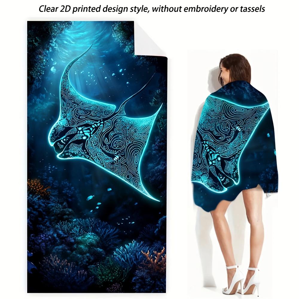 Jmg Household Supplies Spirit Stingray Glide Beach Towel (1 Pack) - Tropical Stingray Print, Lightweight Microfiber Towel Ultra-Soft Suitable For Beach