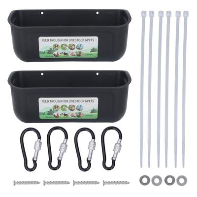 2PCS Hanging Fence Feed Trough Thick PP Fence Hanging Chicken Feeder for Duck Piglets Goose Turkeys