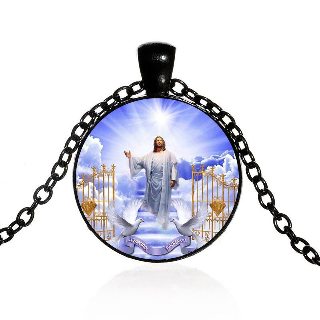The Jesus Resurrection Pendant Angel Wings Glass Pendant Necklace Is The Perfect Holiday Gift For Any Occasion.