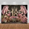 18th  Birthday Partys Decoration Backgound Black Gold Glitter Balloon Banner Women Men Boys Girls Bar Mitzvah Photography Props