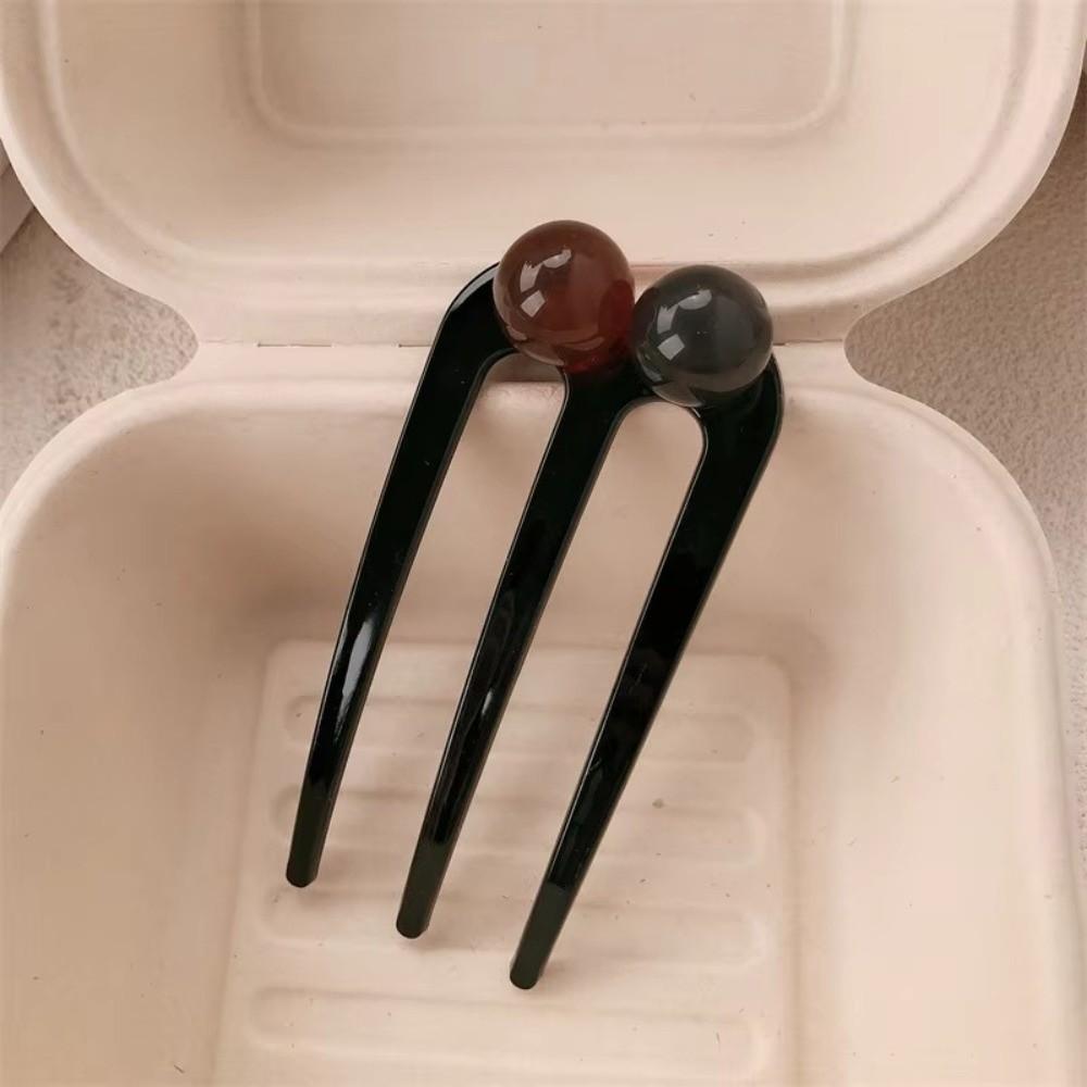Plastic Hair Accessory Three Tooth Meatball Disc Sturdy Hair Fork  Hair Buns