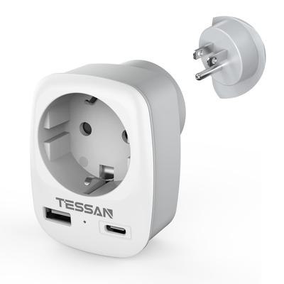 Tessan EU To US Plug Adapter, European To USA Travel Adaptor, Most of Europe EU Spain Germany France Type C/E/F Power Adaptor