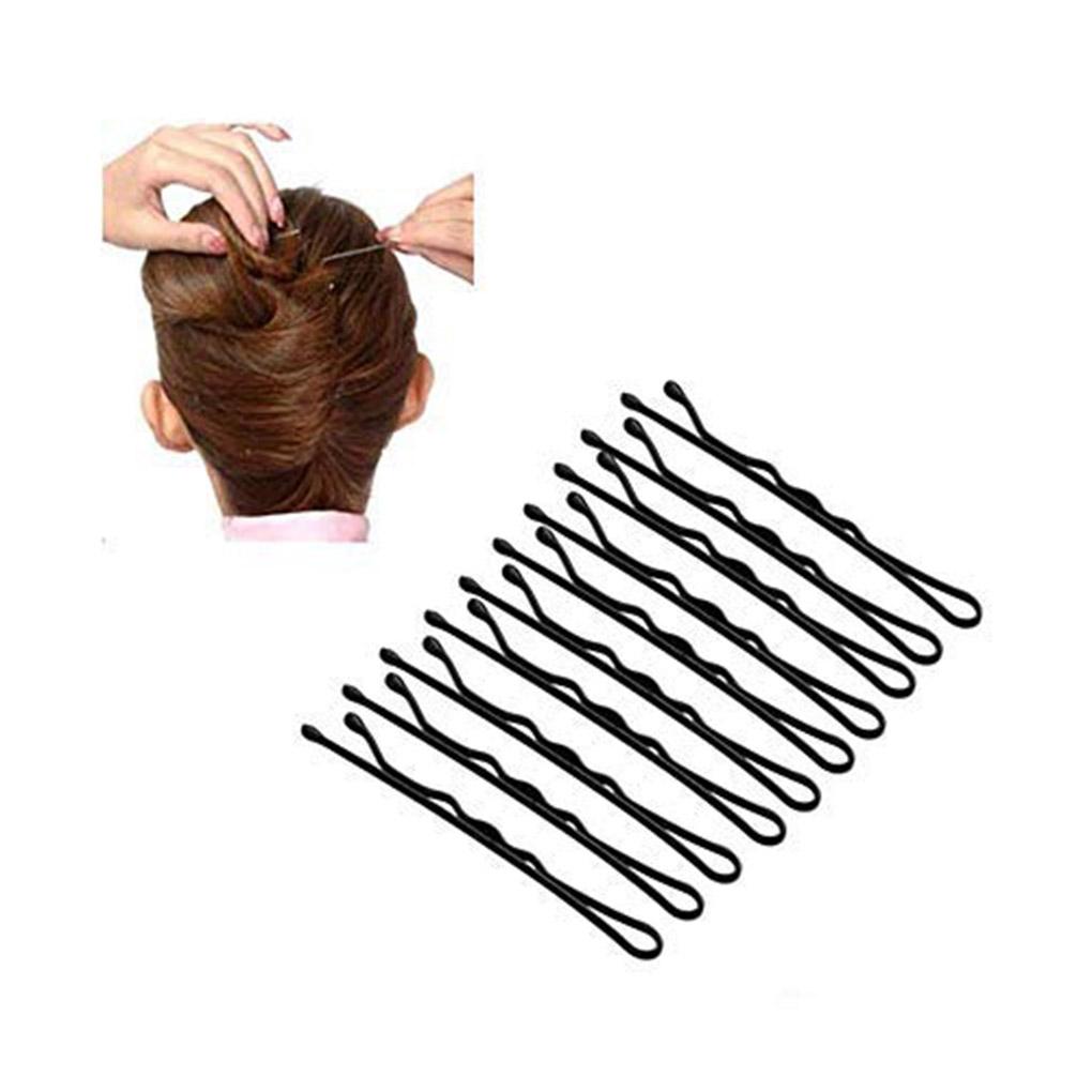 Women Girls Black Hair Pins Mini Waved Curved Straight Shaped Bobby Pins Metal Hairdressing Tool