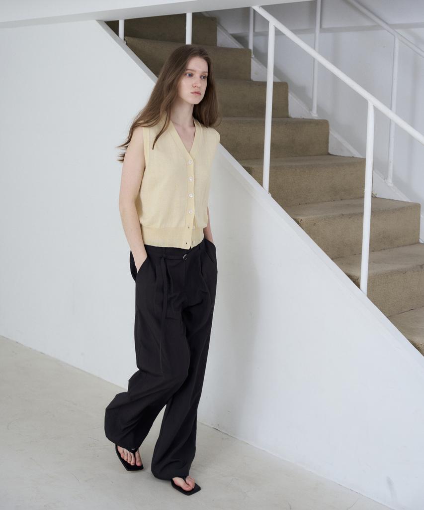 FROMWHERE V-Neck Vest Cardigan Yellow