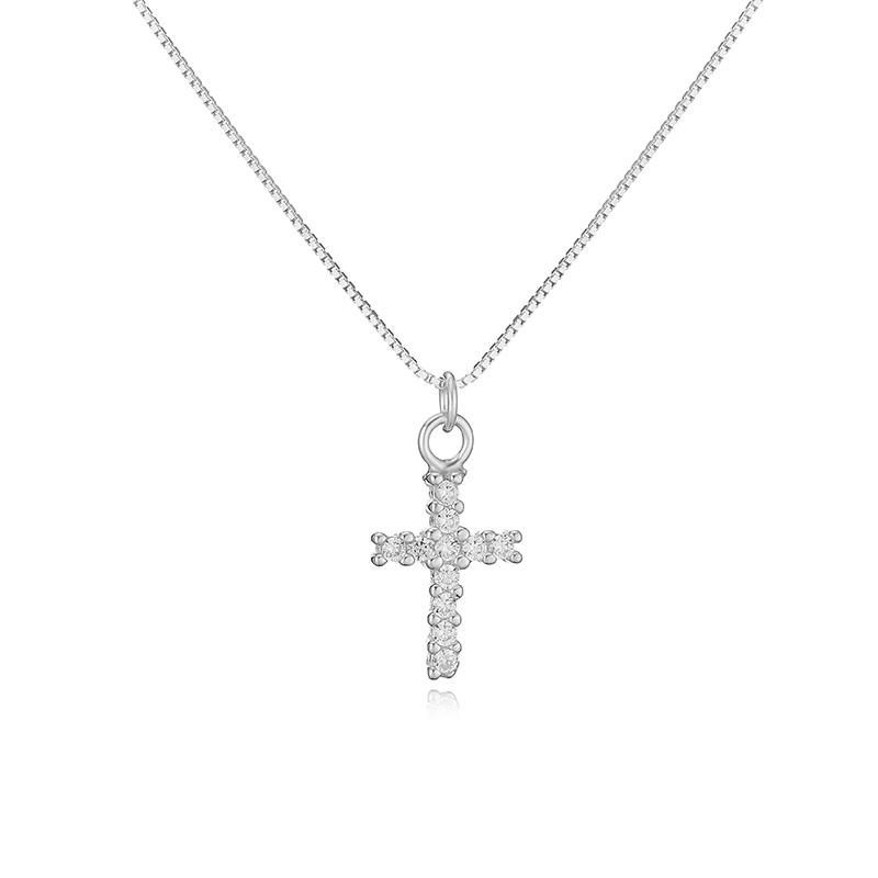 S925 Silver Zircon Cross Pendants Necklaces Light Gothic Cross Pendant Chain Fashion Jewelry for Women Charms SL22