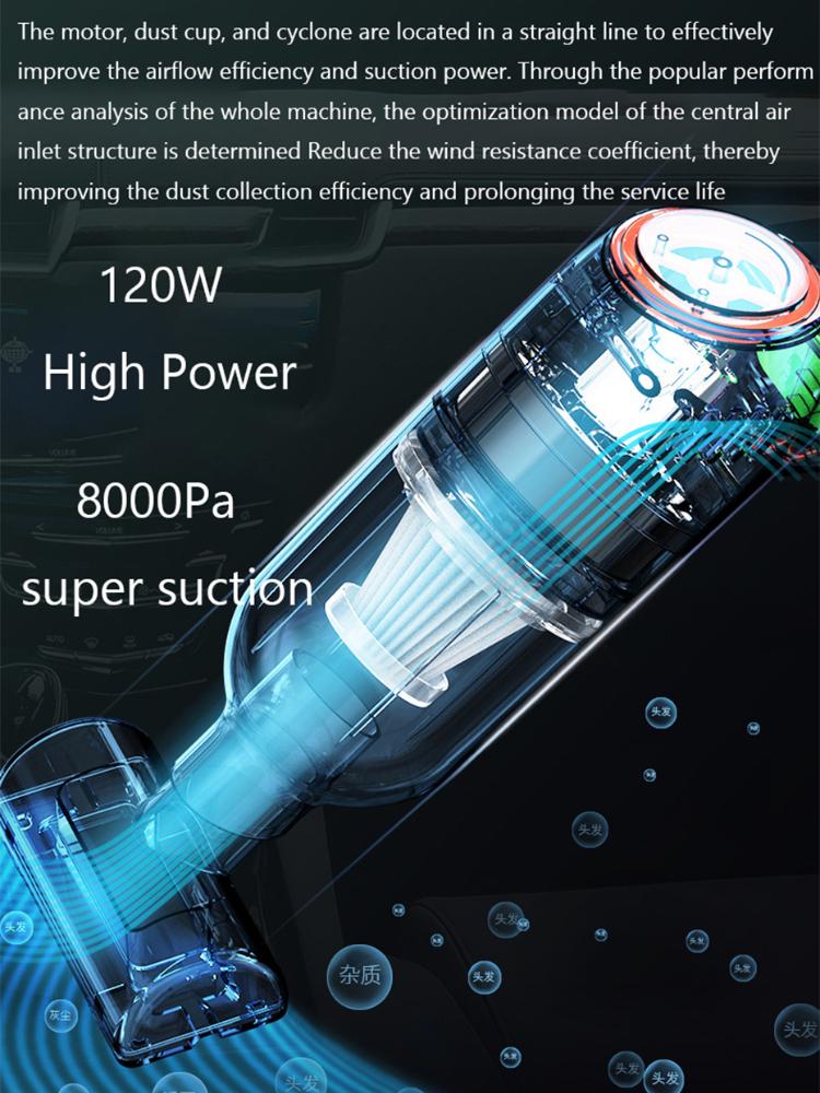 8000Pa Wireless Car Vacuum Cleaner Cordless Handheld Auto Vacuum Home & Car Dual Use Mini Vacuum Cleaner With Built-in Battrery