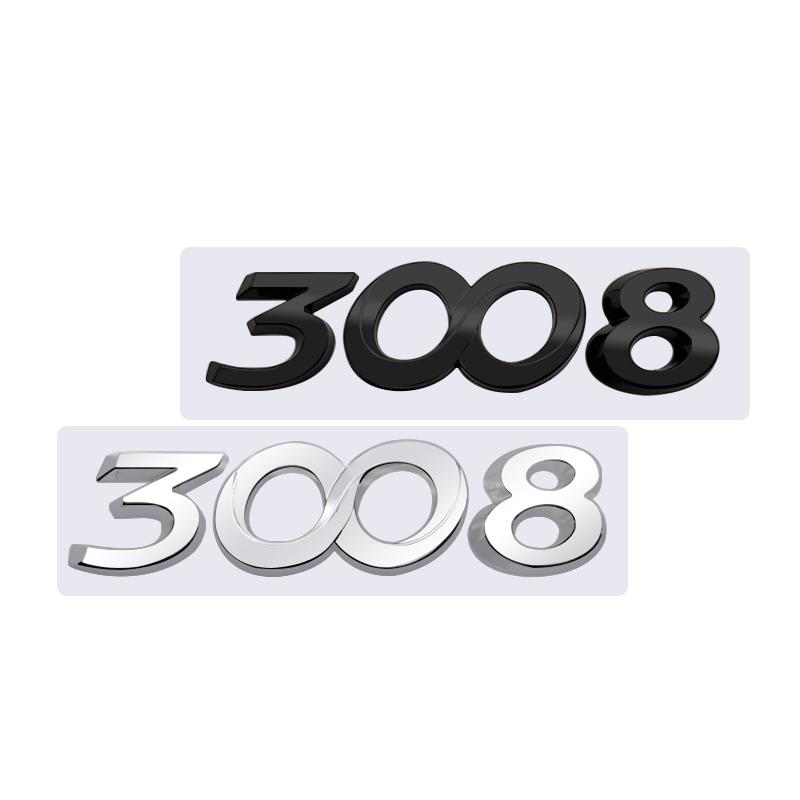 VZQR9 3D Błyszczący Czarny Chrom Srebrny Metalowe Logo Emblemat Odznaka Naklejka Samochodowa dla Peugeot 3008 Akcesoria Samochodowe