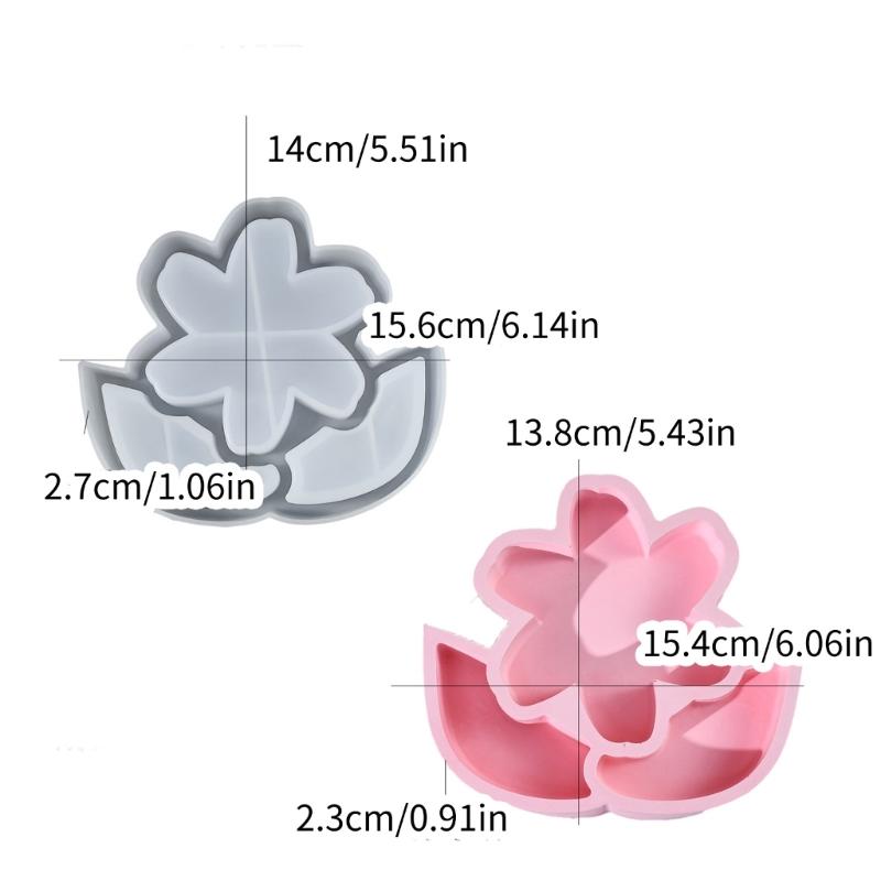 Flexible Sturdy Silicone Epoxy Resin Castes Mold Flower Shaped Tray Dishes Molds for Craft and Home Decoration
