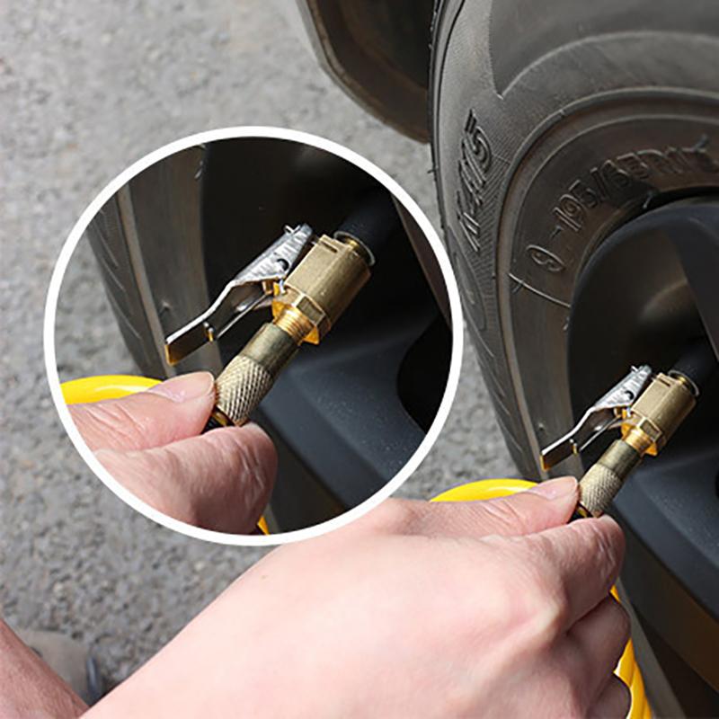 Car Inflatable Connector Practical Car Tire Inflator Valve Accessories Air Pump Clip Pure Metal Nozzle Quick Adapter Connector