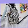 Leopard Print Casual Backpack Nylon Breathable With 15in Laptop Compartment Air Cushion Straps For Street Fashion School College