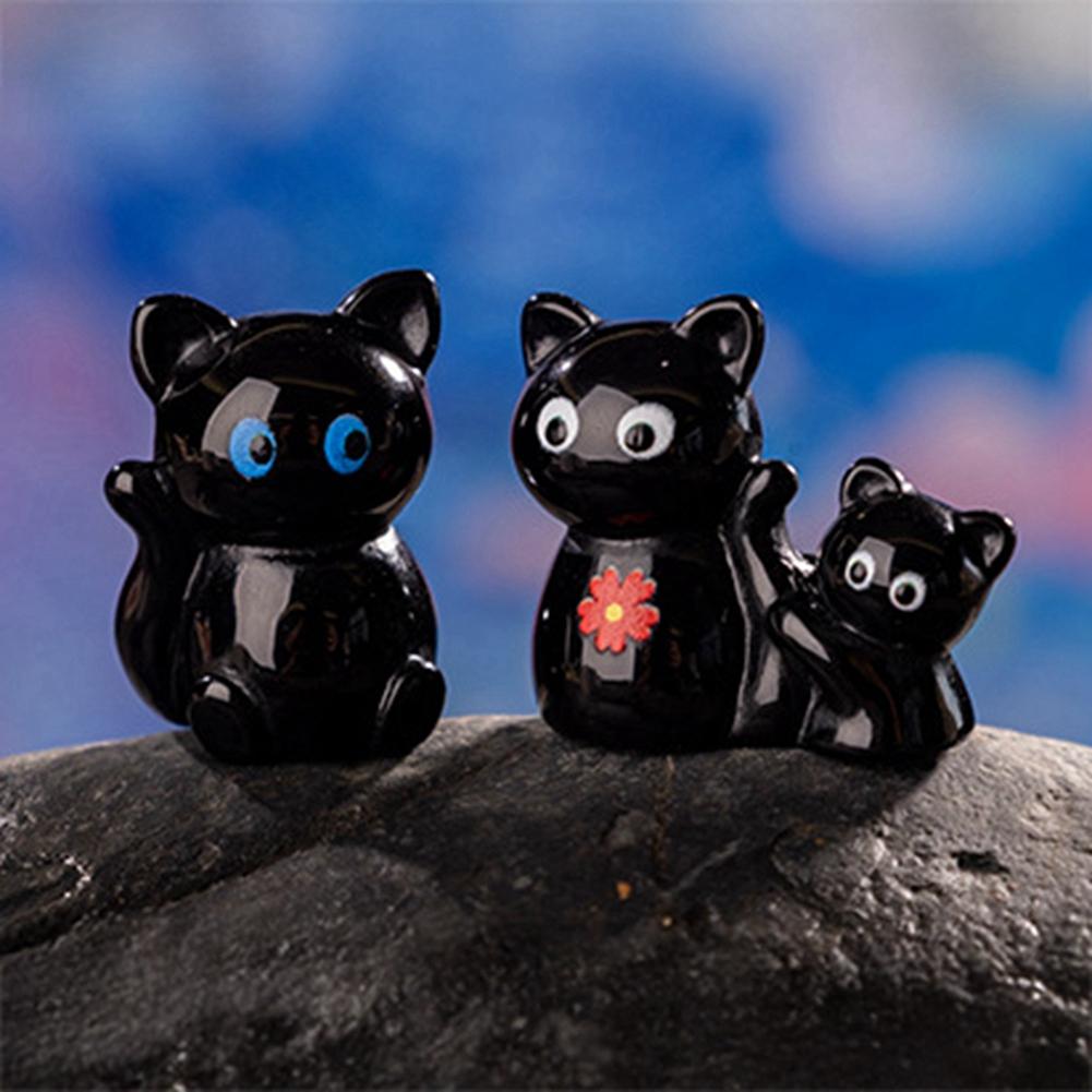 6pcs Cute Cat Miniature Figurines Kitty Desk Ornaments Resin Birthday Gift
