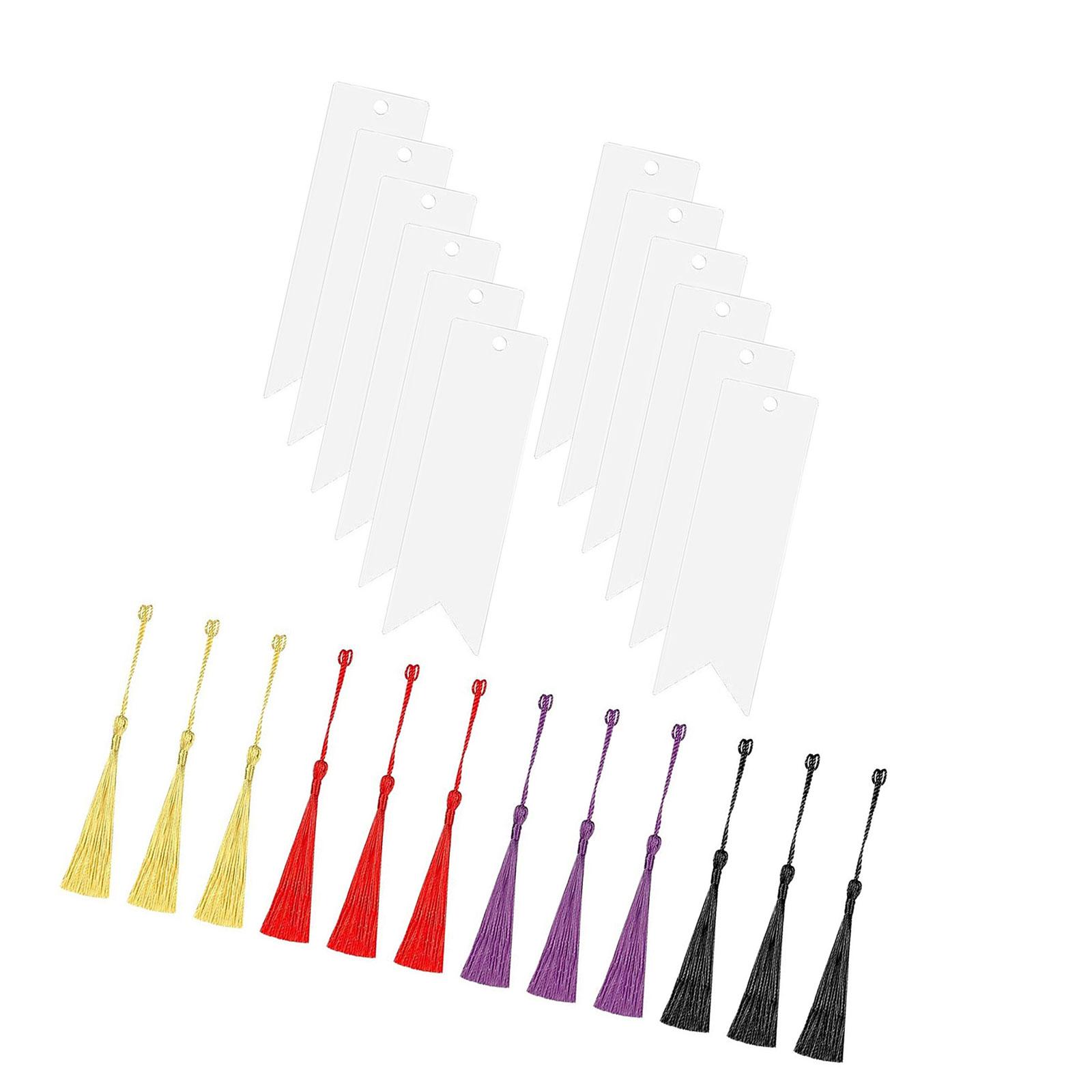 

12 шт./набор акриловых закладок с цветными кисточками, пустые закладки ручной работы, бумажные закладки, поделки, эстетичные закладки