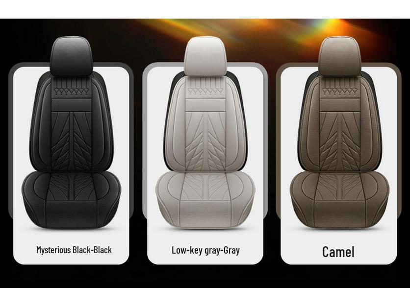 2025 All-Season Universal Breathable Leather Car Seat Cover Set - 5-Seat, Full Surround, Three-Piece