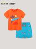 Boys' Fashionable Printed Round Neck Cotton Shorts & T-Shirt Set