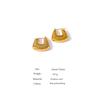 Yhpup Women Stainless Steel Metal Earrings Statement Gold Color Texture Geometric Chunky Unusual Earrings Party Gift Accessories