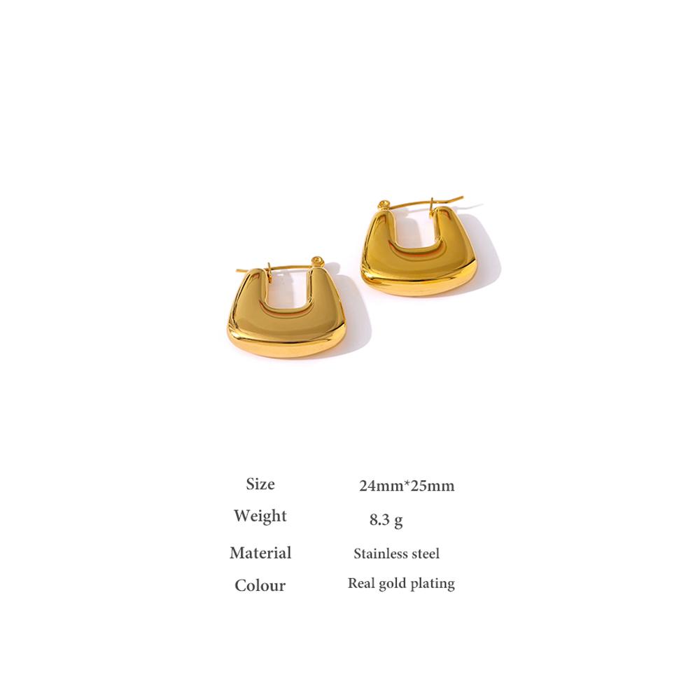 Yhpup Women Stainless Steel Metal Earrings Statement Gold Color Texture Geometric Chunky Unusual Earrings Party Gift Accessories