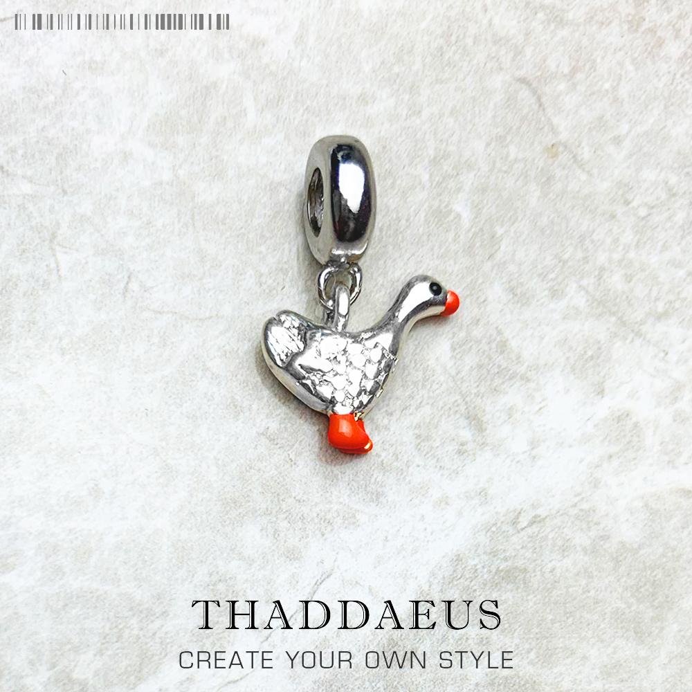 

925 Silver Goose Charms Pendants For Jewelry Making Findings Cute Handmade Accessories DIY