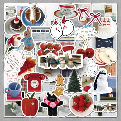 50 Cream Korean Artistic Stickers: Cute, Fresh, Fun Designs for Notebooks & Luggage DIY