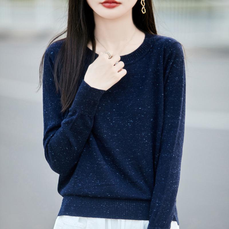 New Autumn and Winter Round-neck Knitted Sweater Base Layer, Women's Sweater Long-sleeved Loose Inner Layer Top