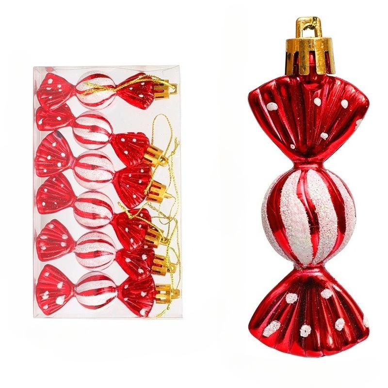 6pcs/box Christmas Candy Pendant Xmas Tree Hanging Ornaments Christmas Decorations For Home 2025 Navidad Noel New Year Kids Gift