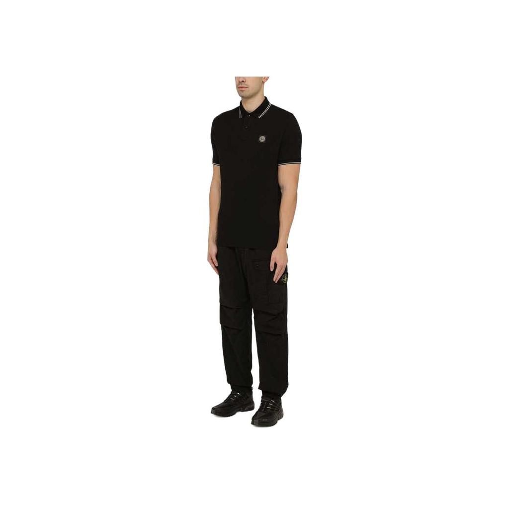 Stone Island Compass Patch Logo Polo Shirt Black Men Tops 80152SC18-A0029