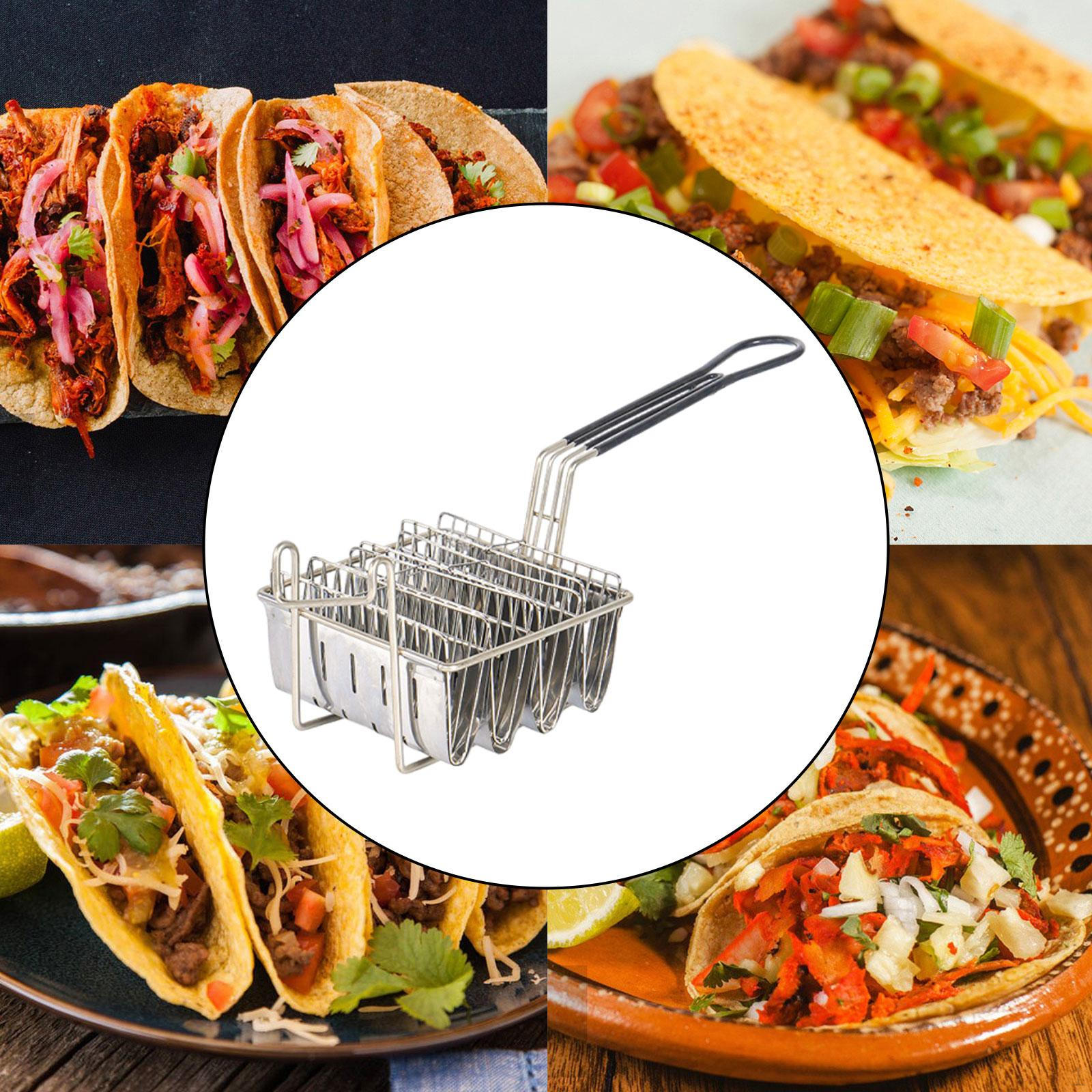 

Deep Fryer Basket for Tacos, Comfortable Handle, Versatile, V-shaped, Made of Stainless Steel 4 Compartment